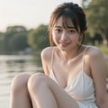 湖畔で遊ぶ女性 6枚目