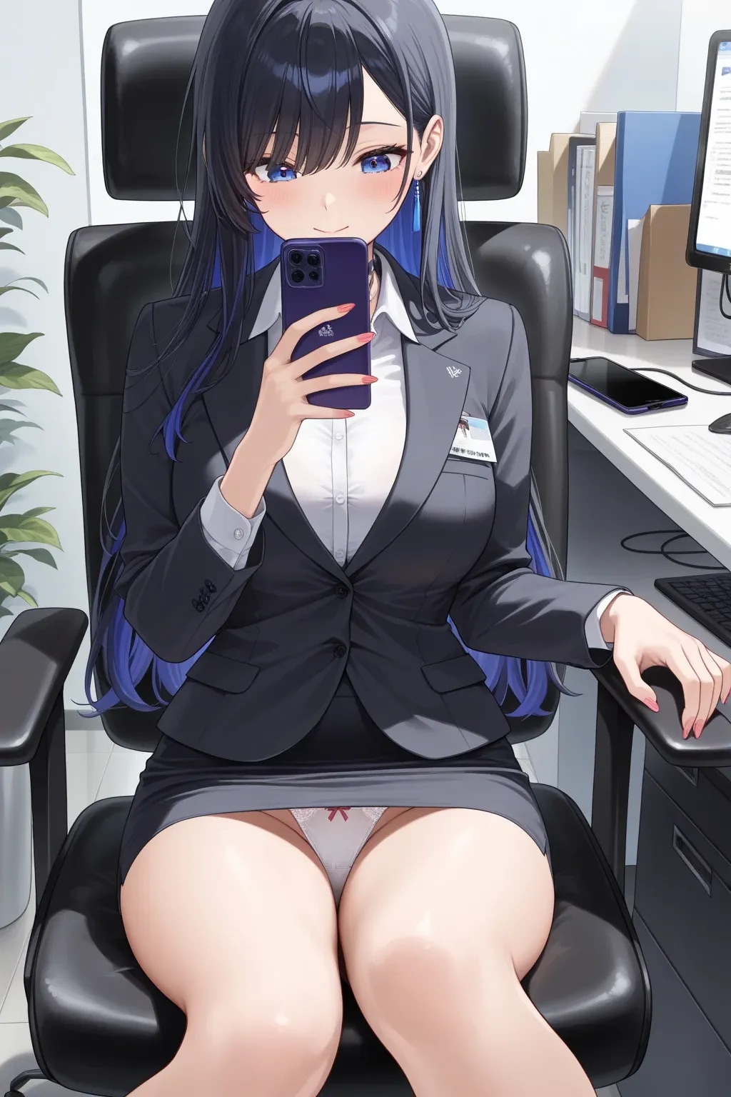 いいね17000超えをスマホでチェックするOLたち