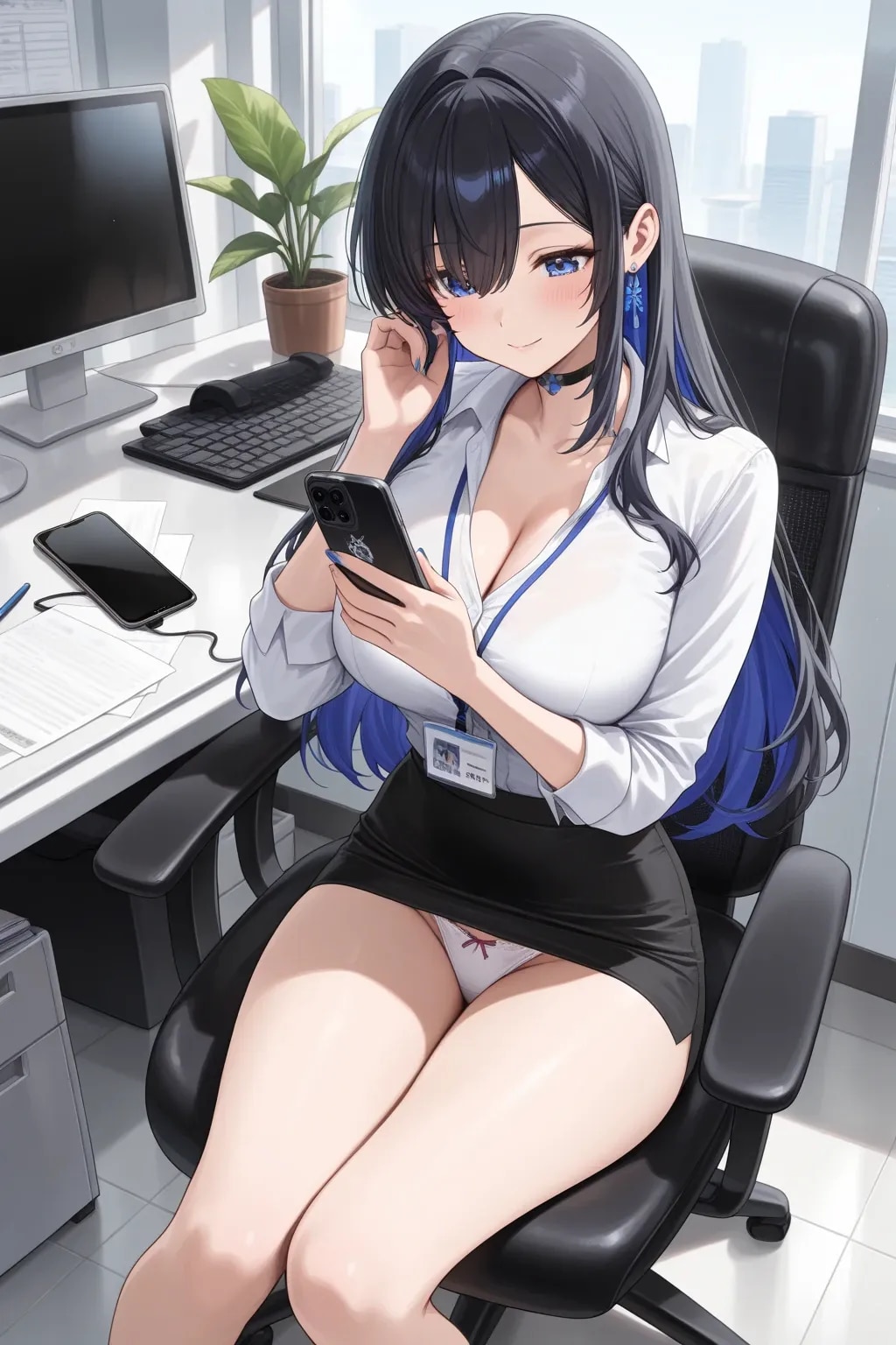 いいね17000超えをスマホでチェックするOLたち