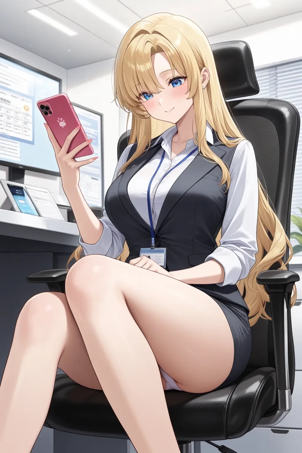 いいね17000超えをスマホでチェックするOLたち