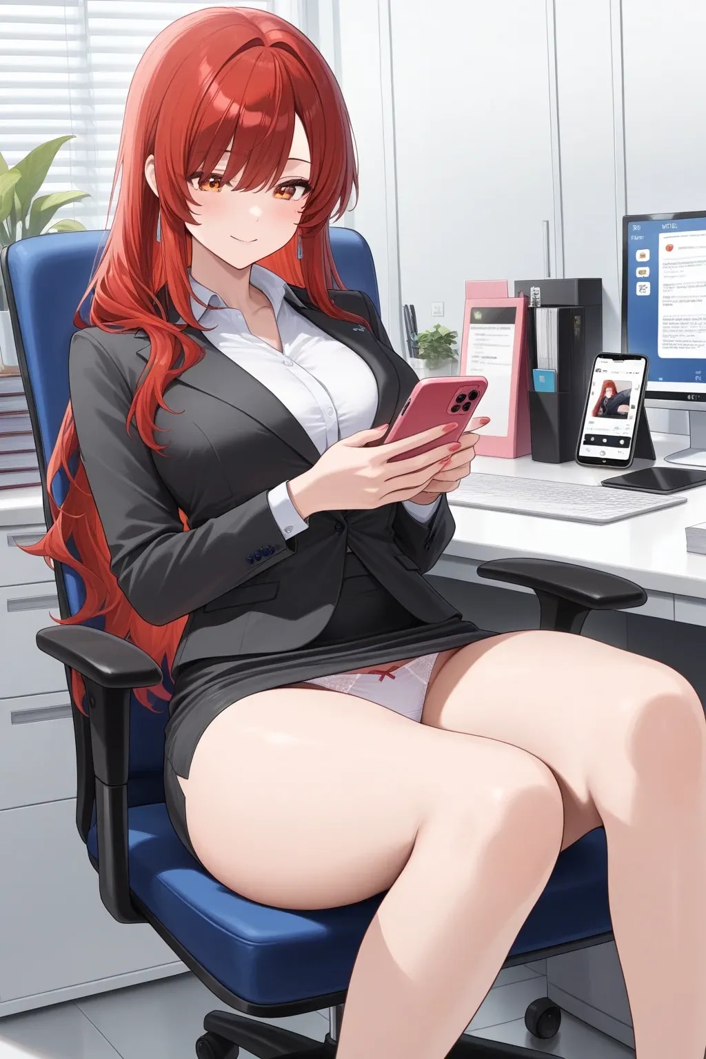 いいね17000超えをスマホでチェックするOLたち