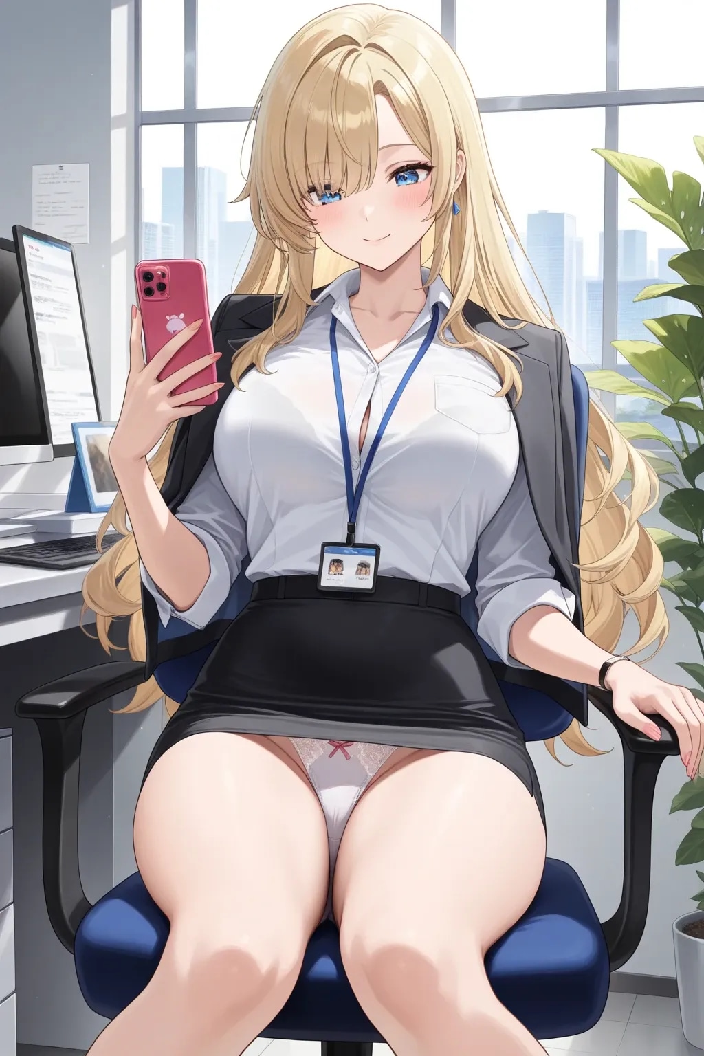 いいね17000超えをスマホでチェックするOLたち