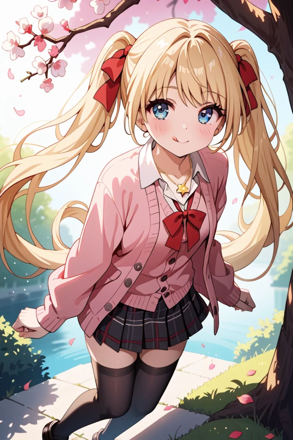 「一緒に桜見に行こ？」金髪ツインテJK莉奈の春の公園デート🌸❤️