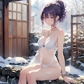 冬の露天風呂の風景 3枚目