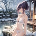 冬の露天風呂の風景 2枚目