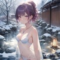 冬の露天風呂の風景 4枚目
