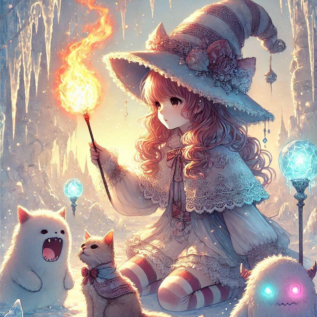 氷の世界を探索する魔法少女