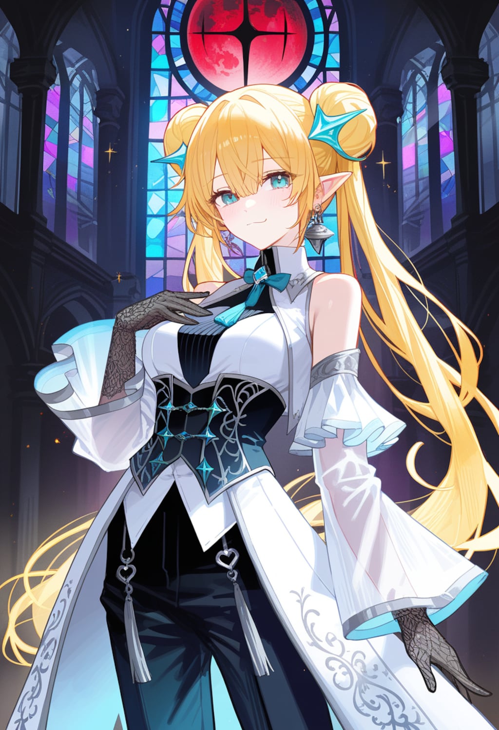 黒グローブの美少女