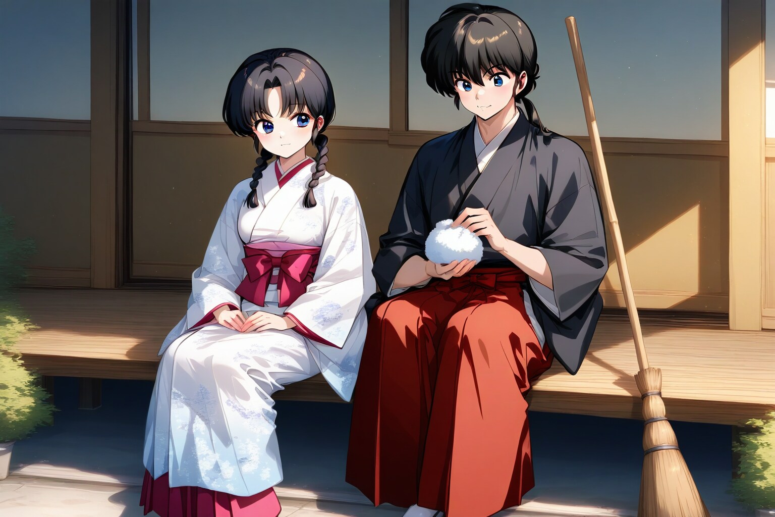 火野神社宮司火野乱馬&巫女火野乱麗 | の人気AIイラスト・グラビア