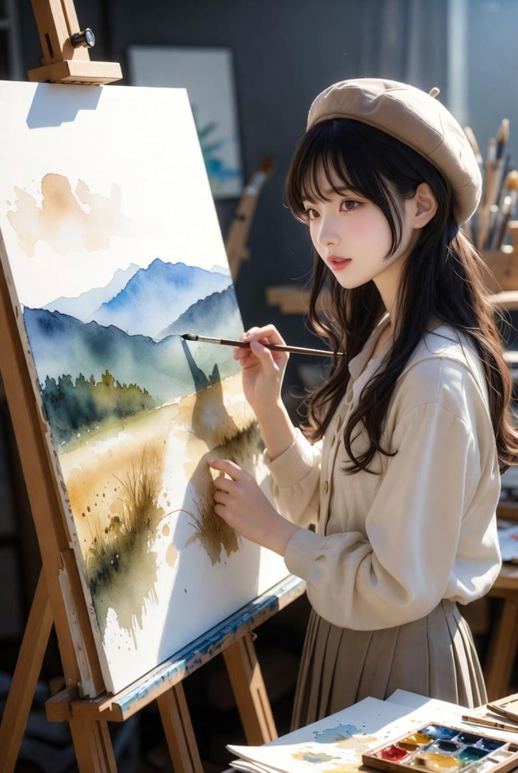 水彩画的な