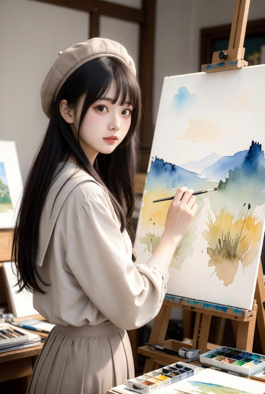 水彩画的な