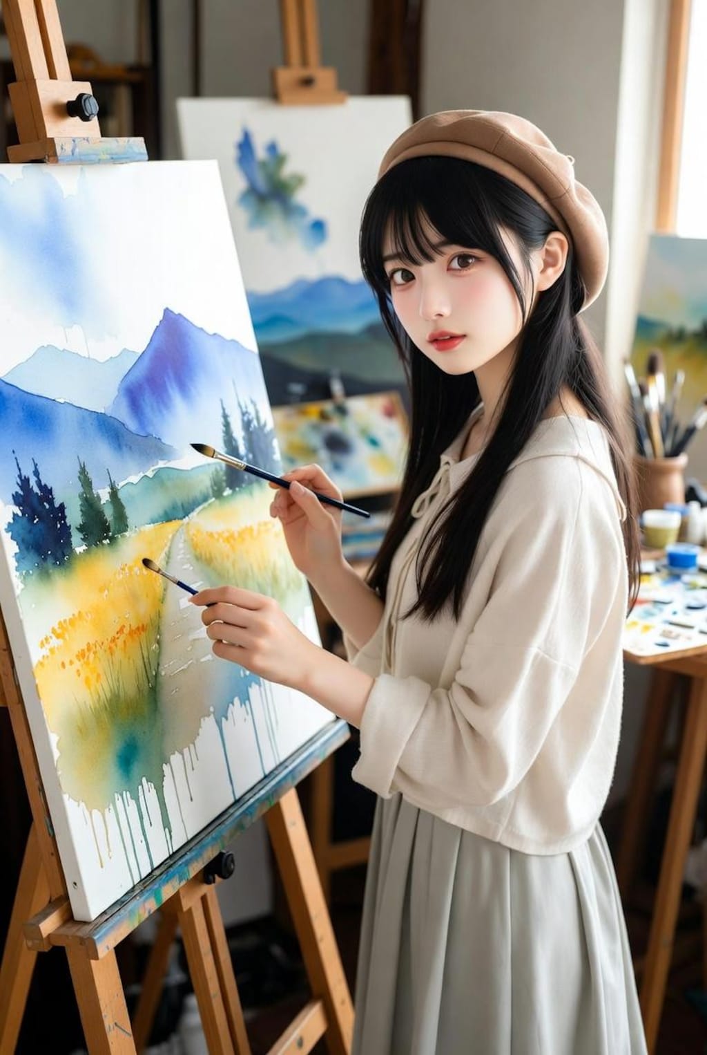 水彩画的な