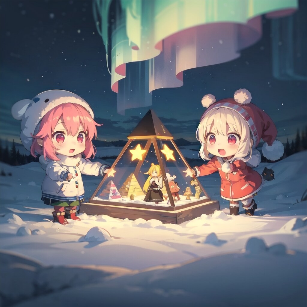 オーロラとピラミッド
