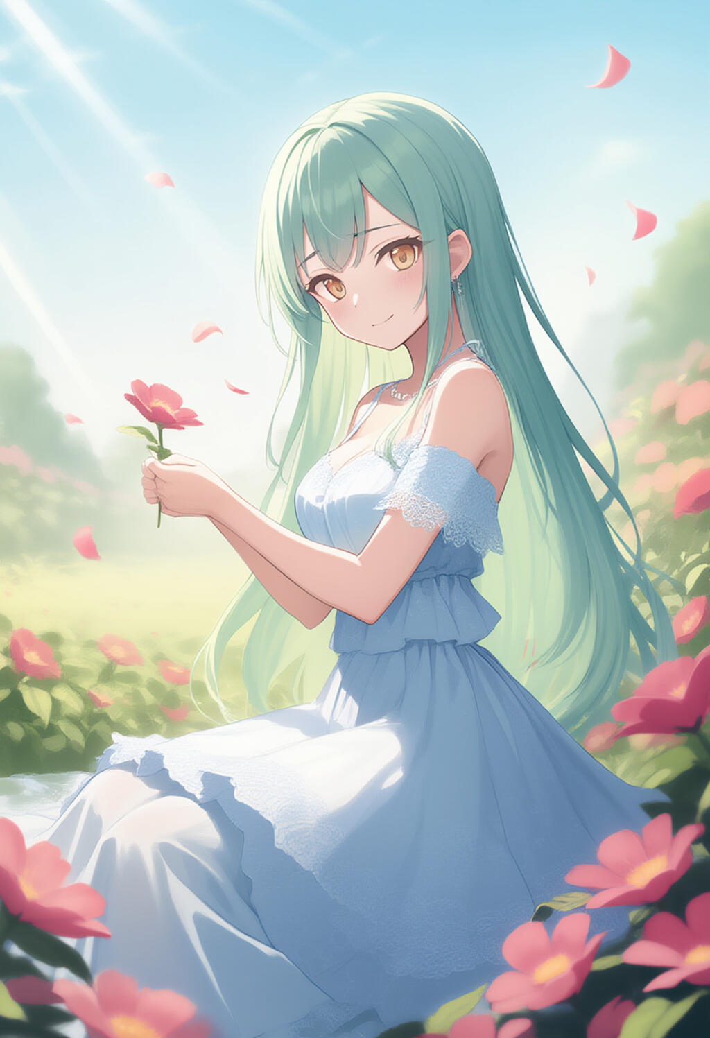 a tranquil garden filled with blooming pink flowers