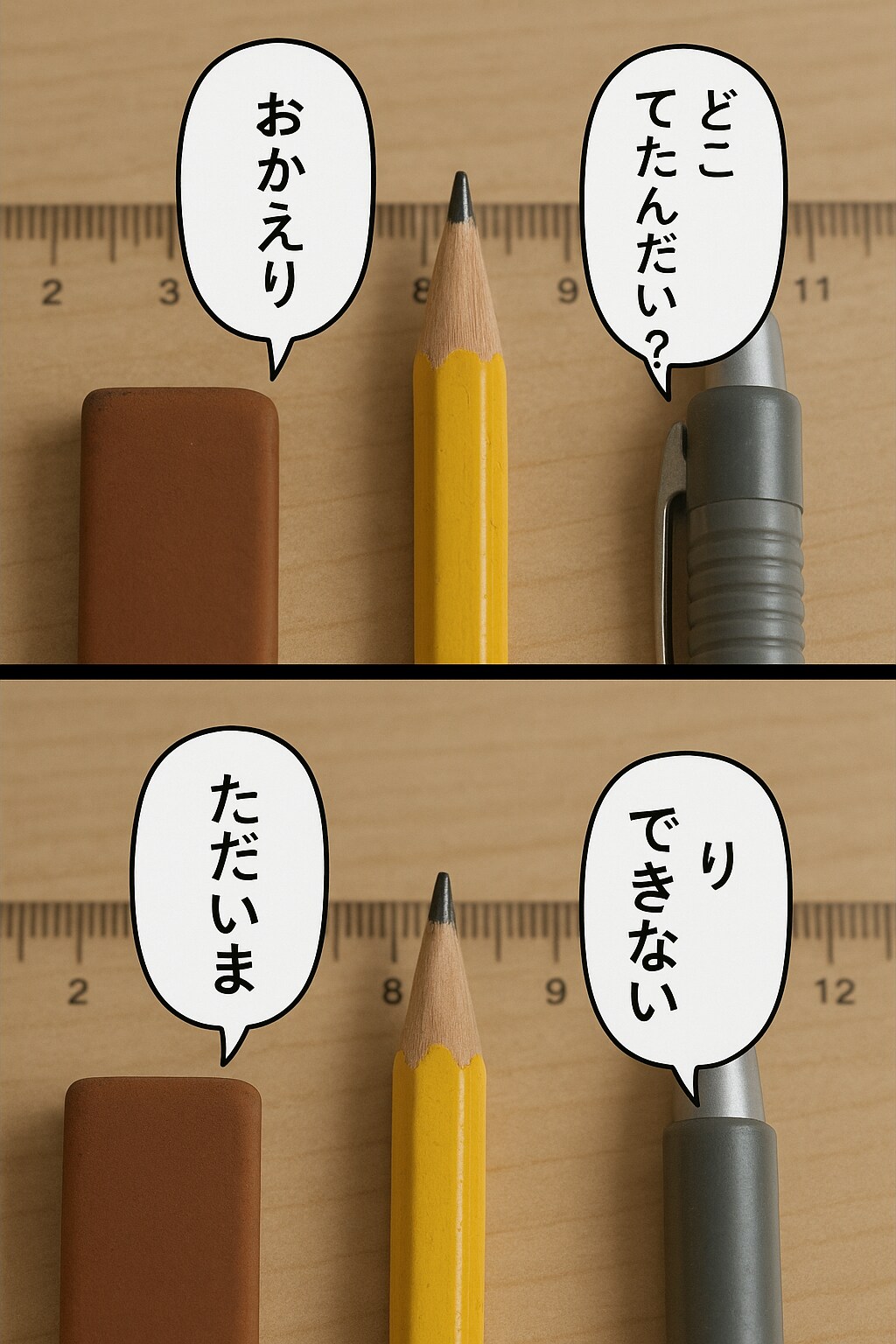 文具たちでくにへかえるんだな