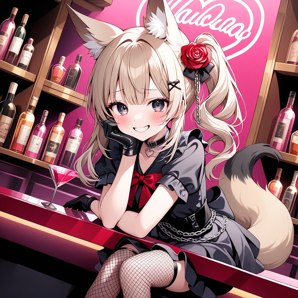バーカウンターと狐娘・三女