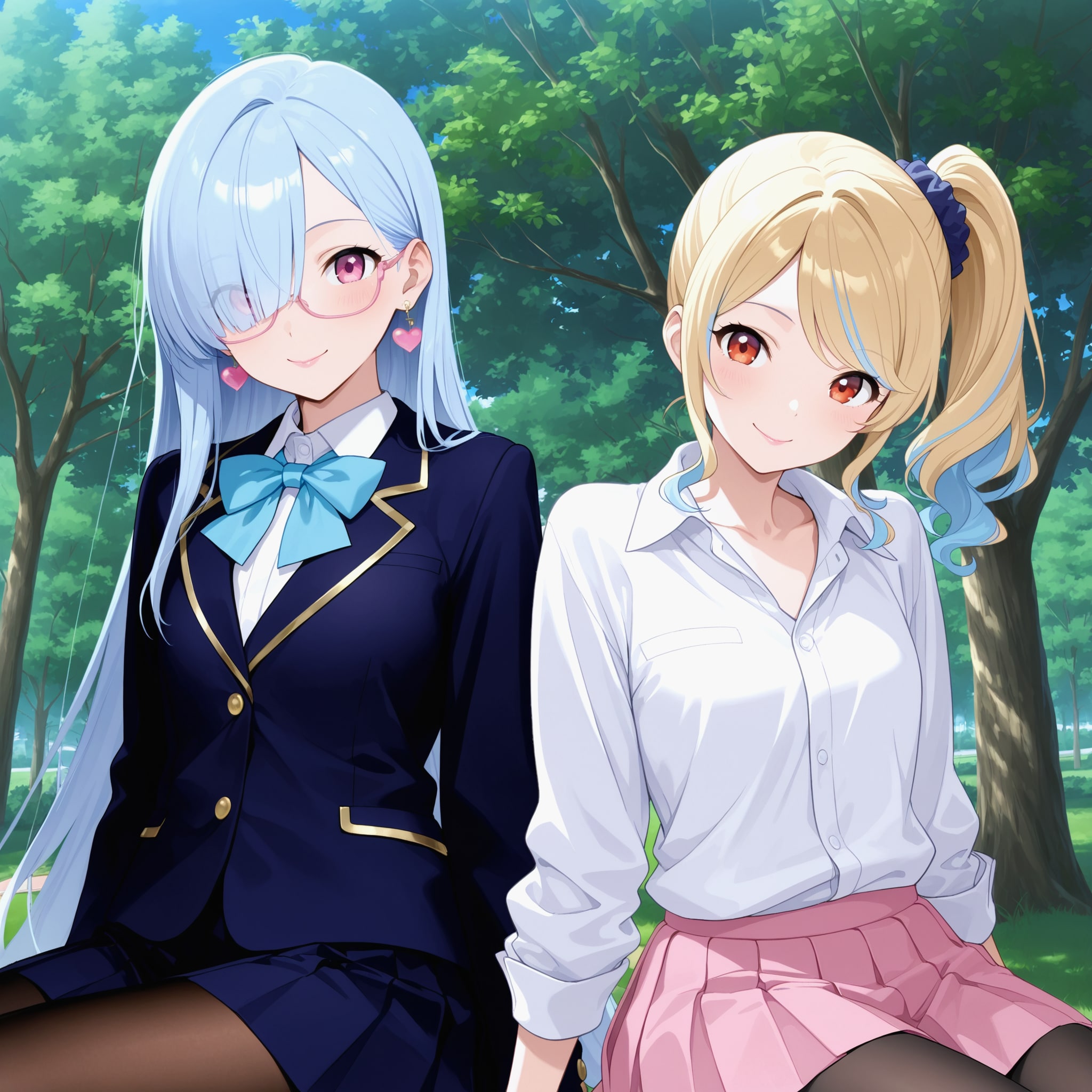 公園でミハルちゃんとリアちゃん | の人気AIイラスト・グラビア