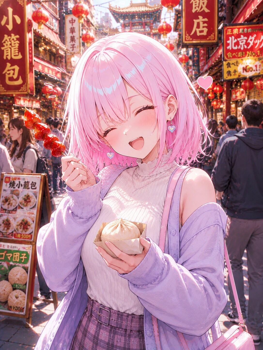 ピンクちゃんと食べ歩き | の人気AIイラスト・グラビア