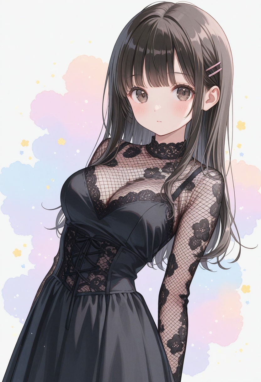 fishnet black dress | の人気AIイラスト・グラビア