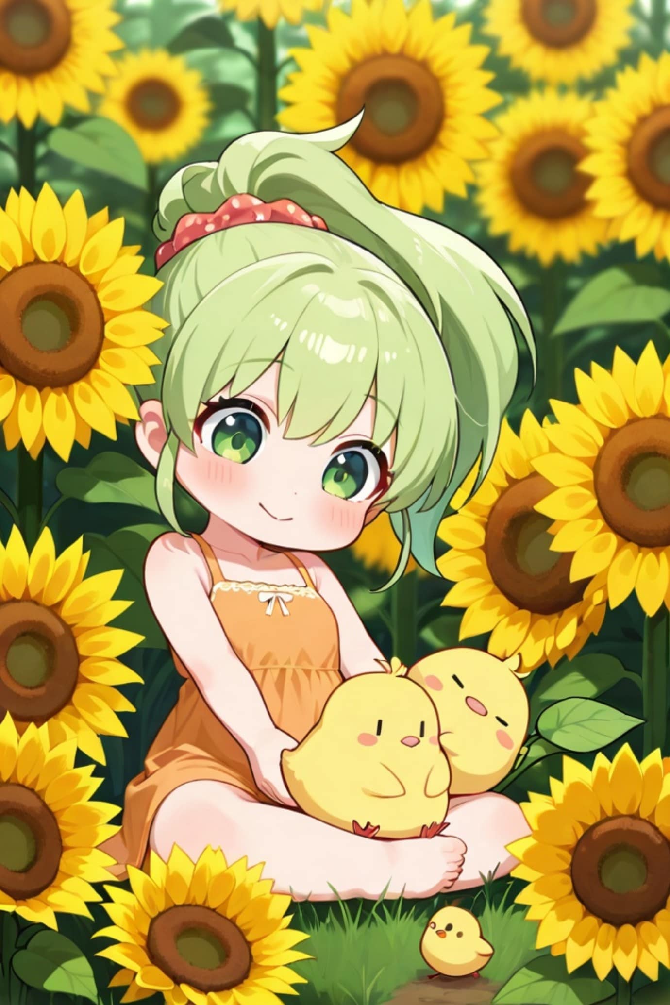 🌻と緑髪ちゃん | の人気AIイラスト・グラビア