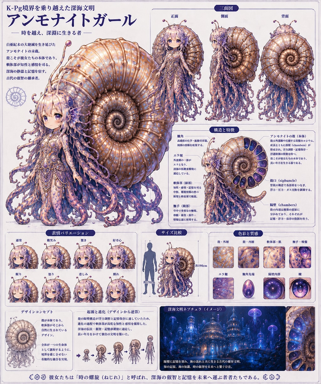 深海からの使者 K-Pg境界を乗り越えた深海文明アンモナイトガール