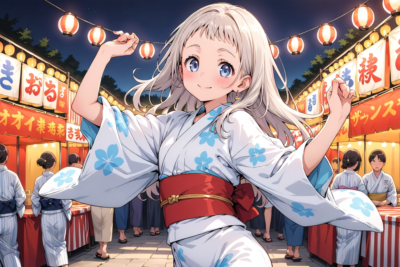 夏祭りでウキウキ白ちゃん