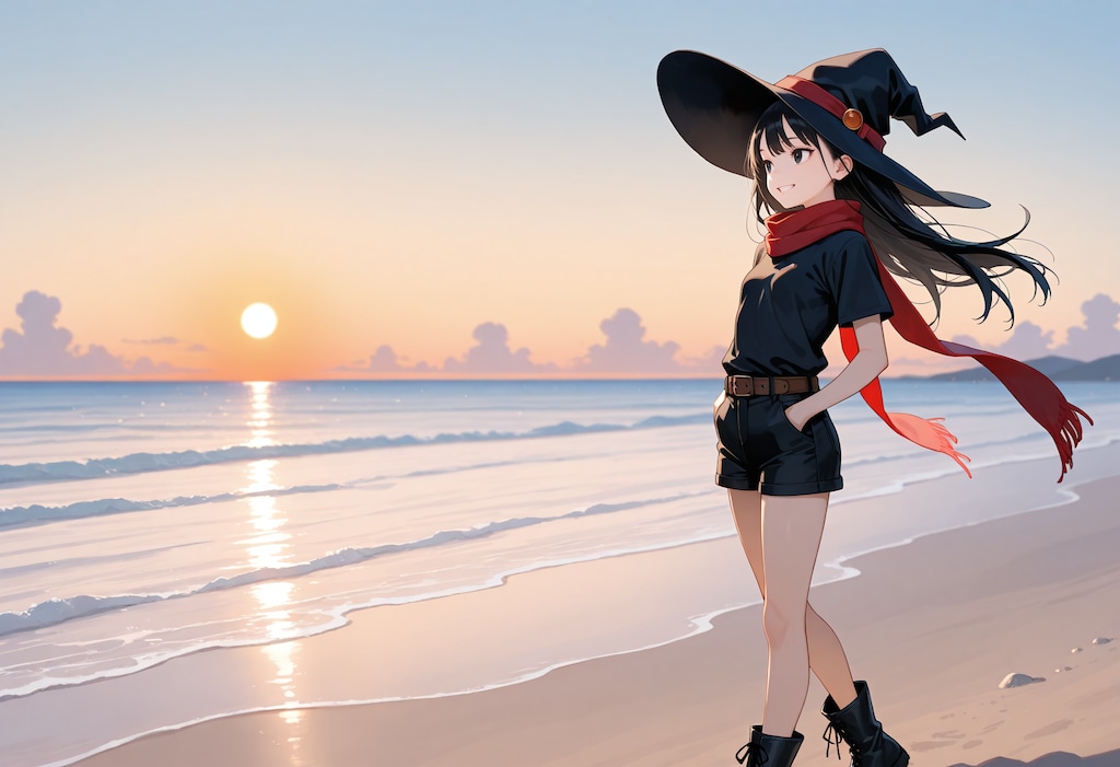 夏の夕暮れと魔女さん