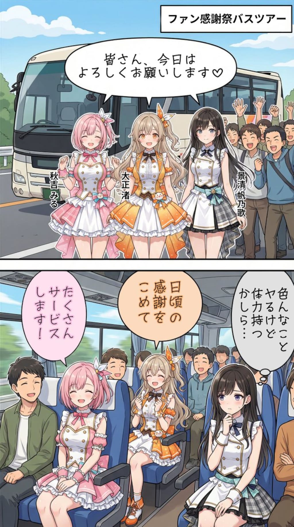 ファン感謝祭バスツアーをするアイドル