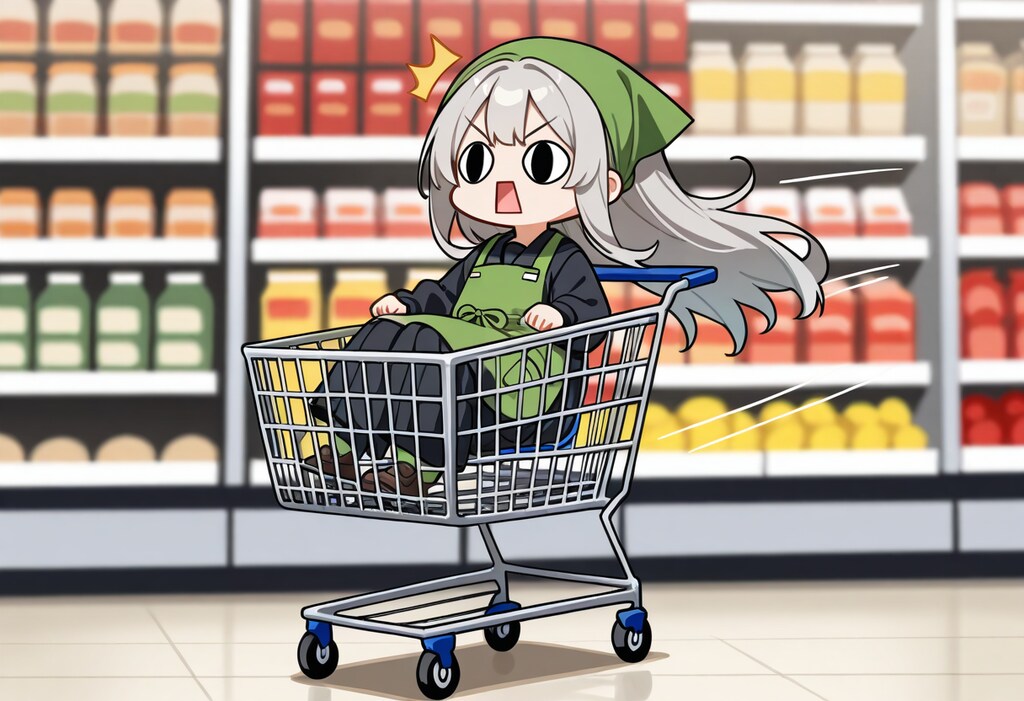 スーパーちちぷいでショッピングカートしてしまいよったえらいこっちゃ嬢