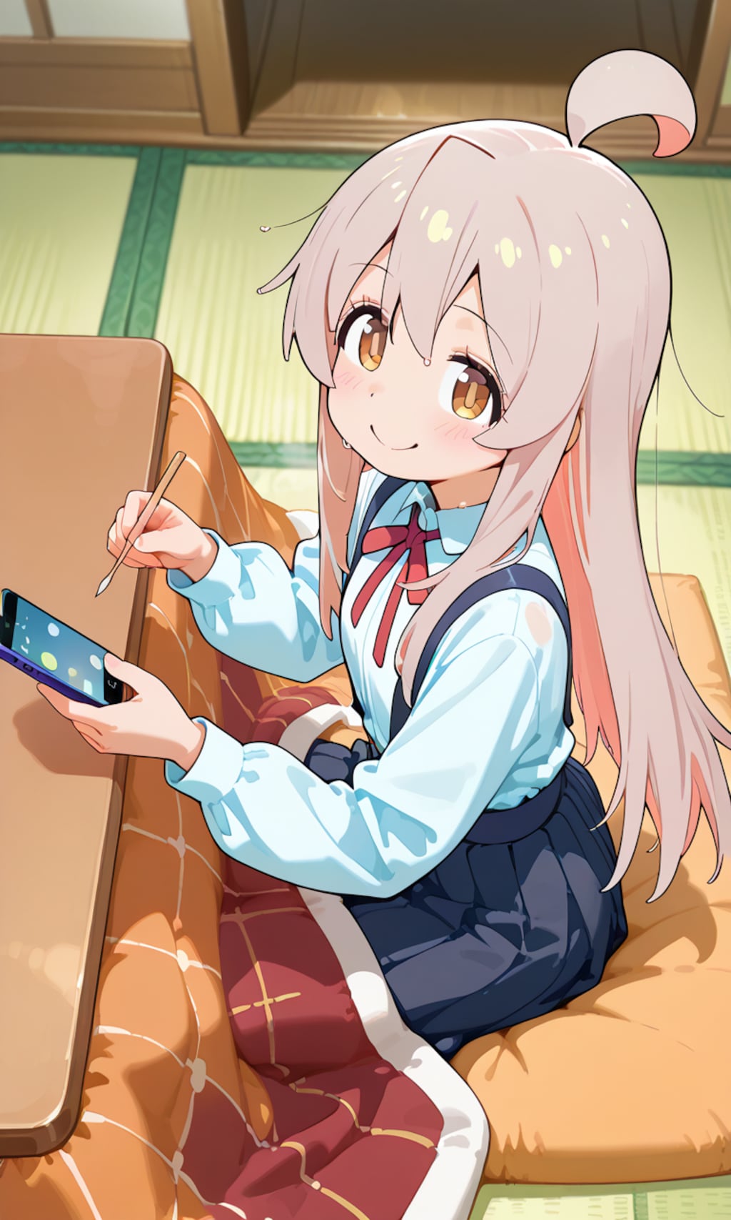 緒山まひろ　こたつでスマホ