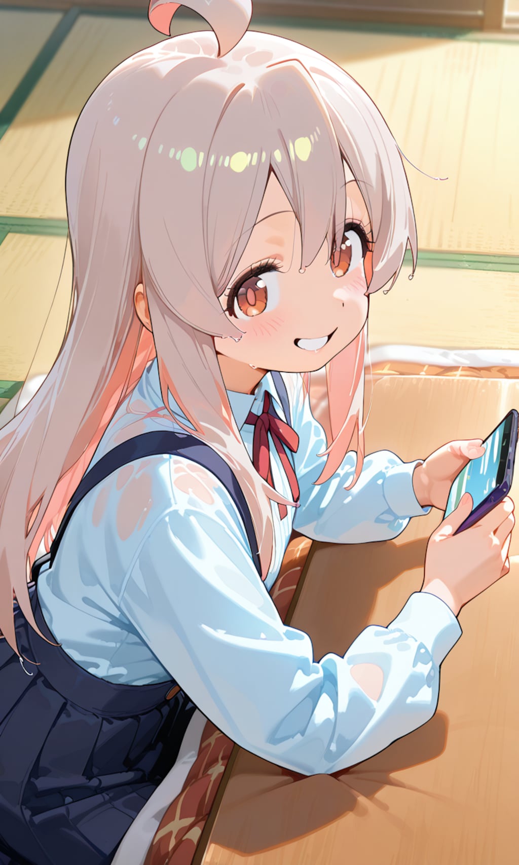 緒山まひろ　こたつでスマホ