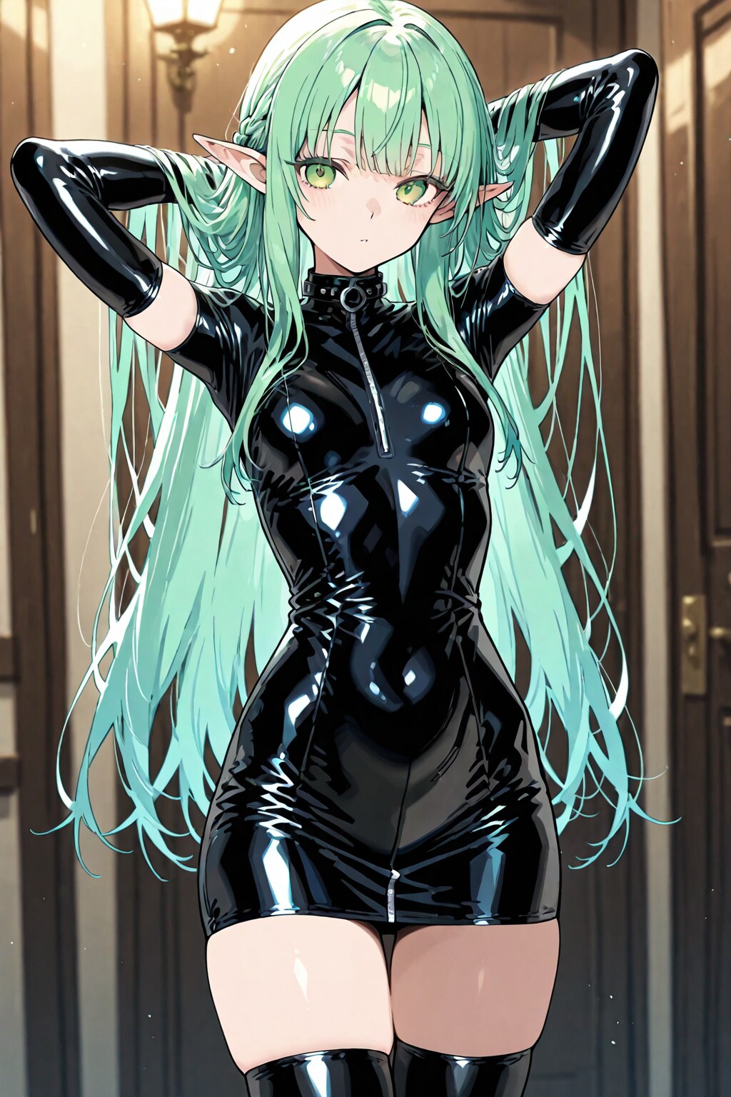 エルボーグローブを着けたエルフ