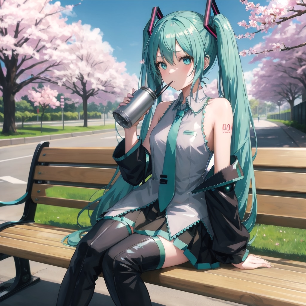 缶ジュースを飲んでいるミクさん | の人気AIイラスト・グラビア