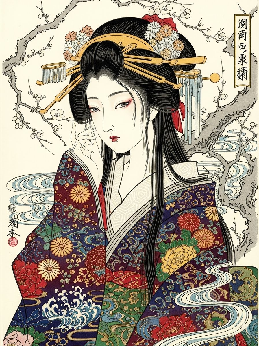 美人画(２枚)　ImageFX | の人気AIイラスト・グラビア