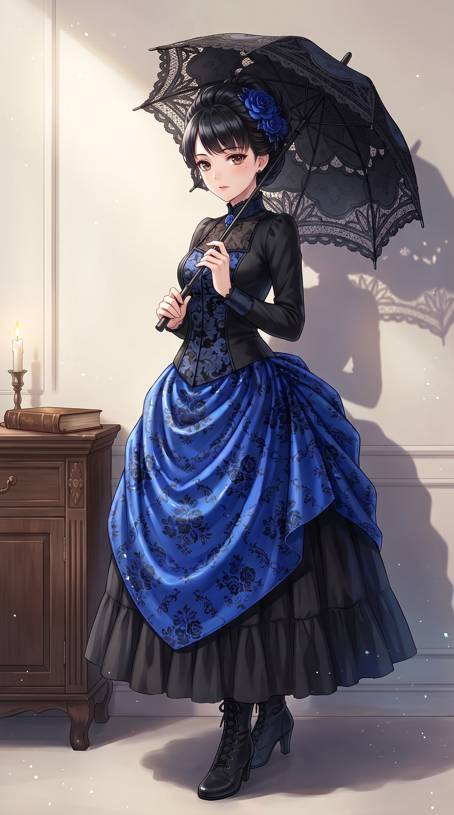 蒼薔薇雨傘の令嬢 | の人気AIイラスト・グラビア