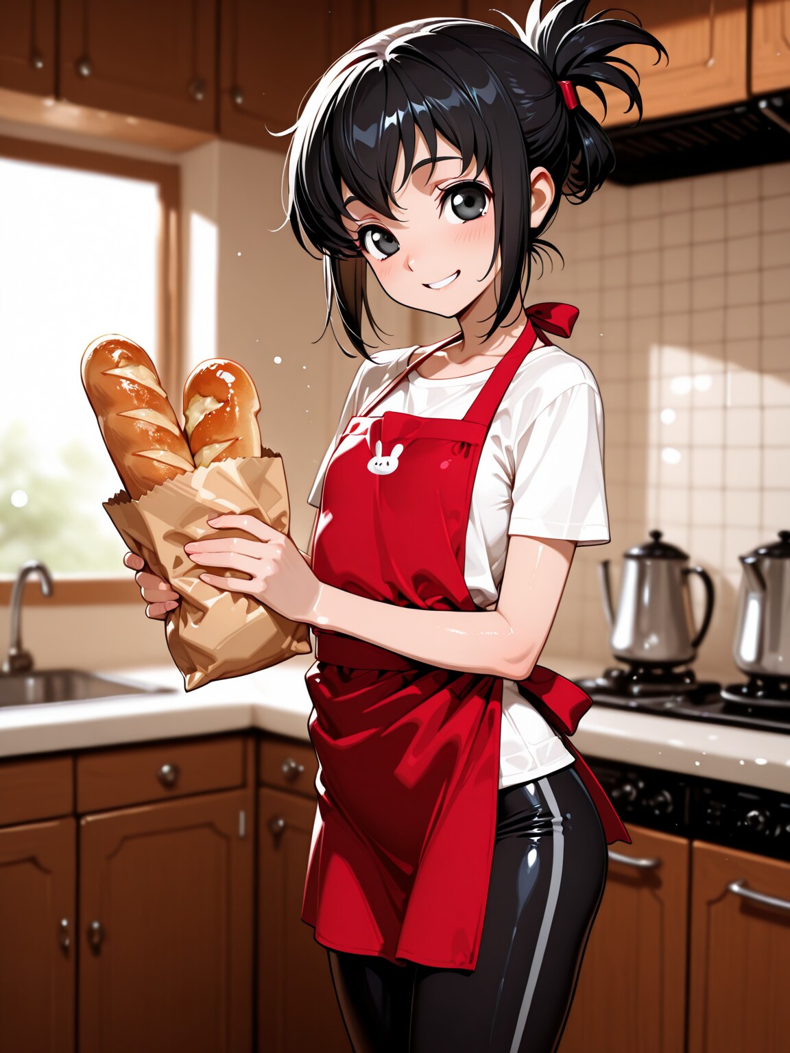 パンを持つ朋子