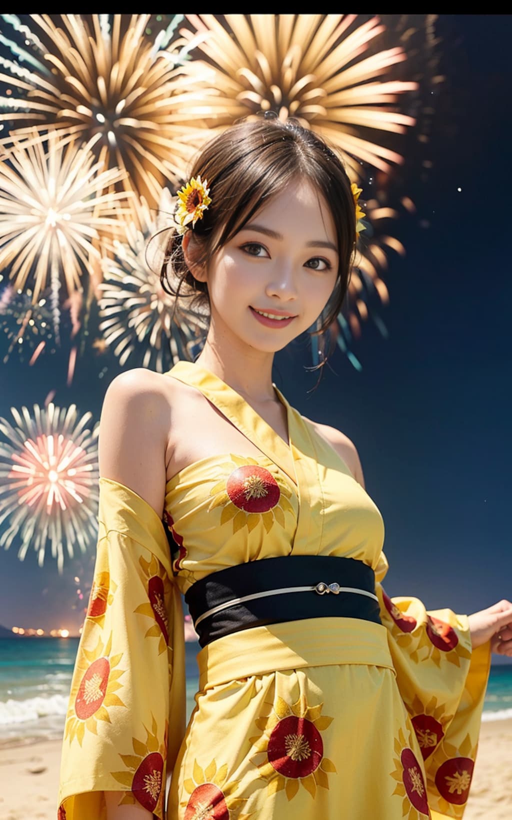 浴衣で花火大会