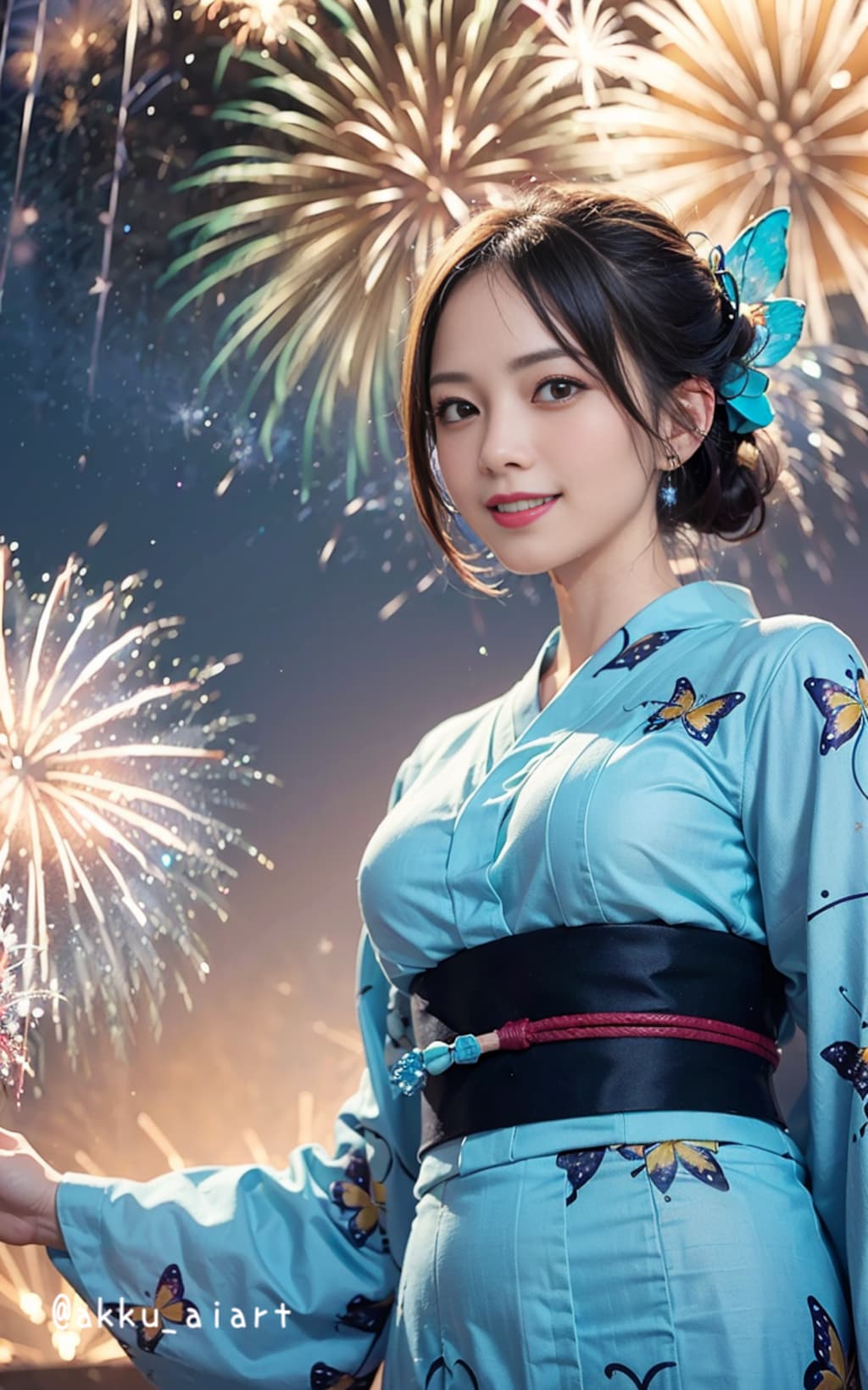 浴衣で花火大会