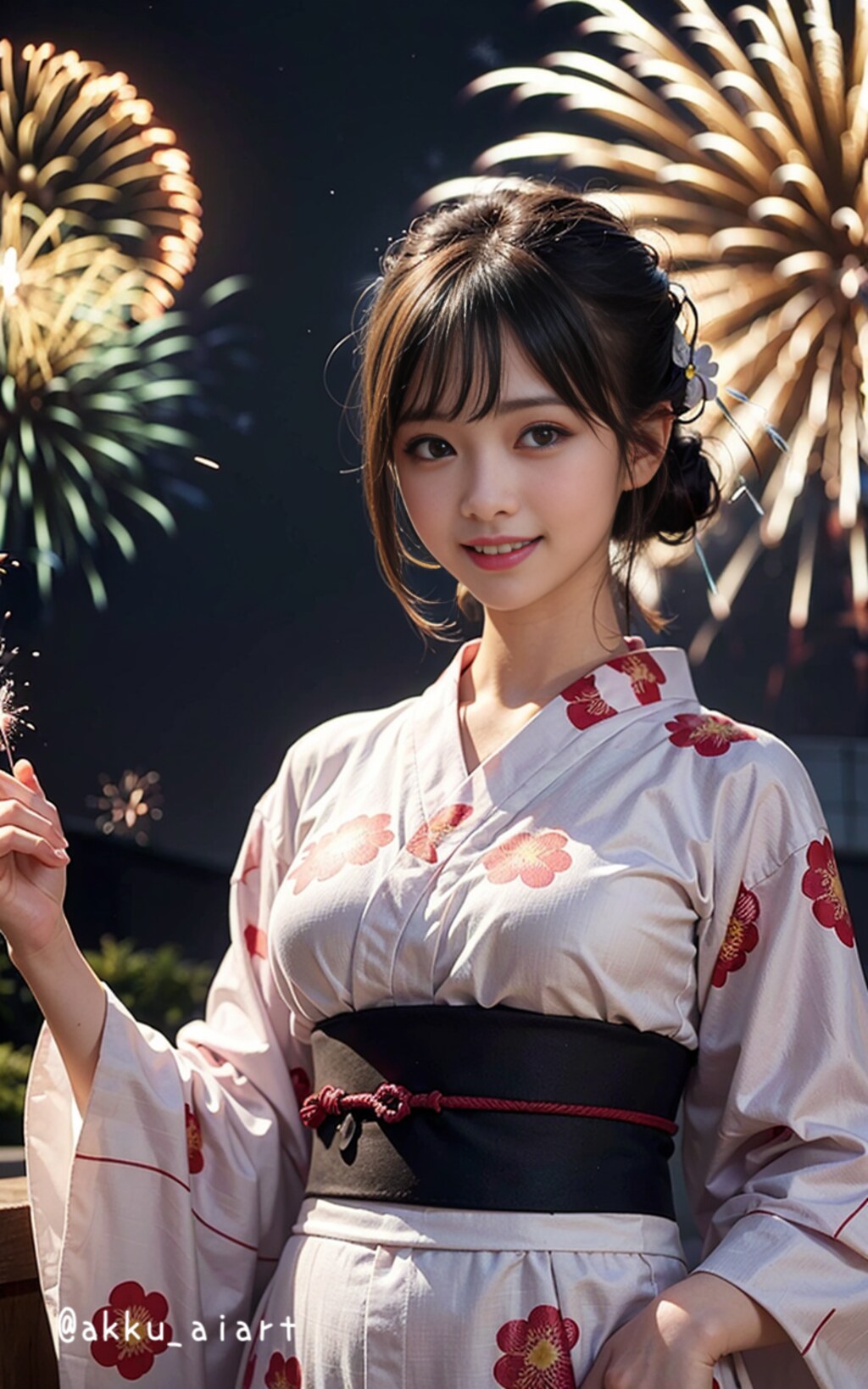 浴衣で花火大会