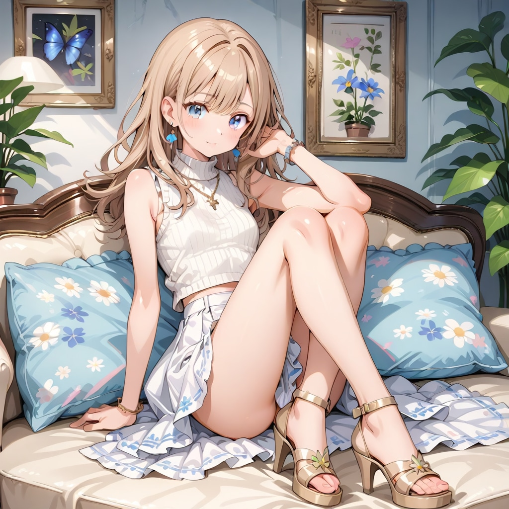 白のタートルネック