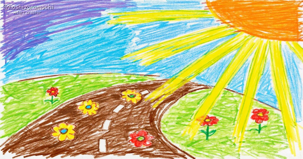 お花咲く道、太陽がいっぱい☀️