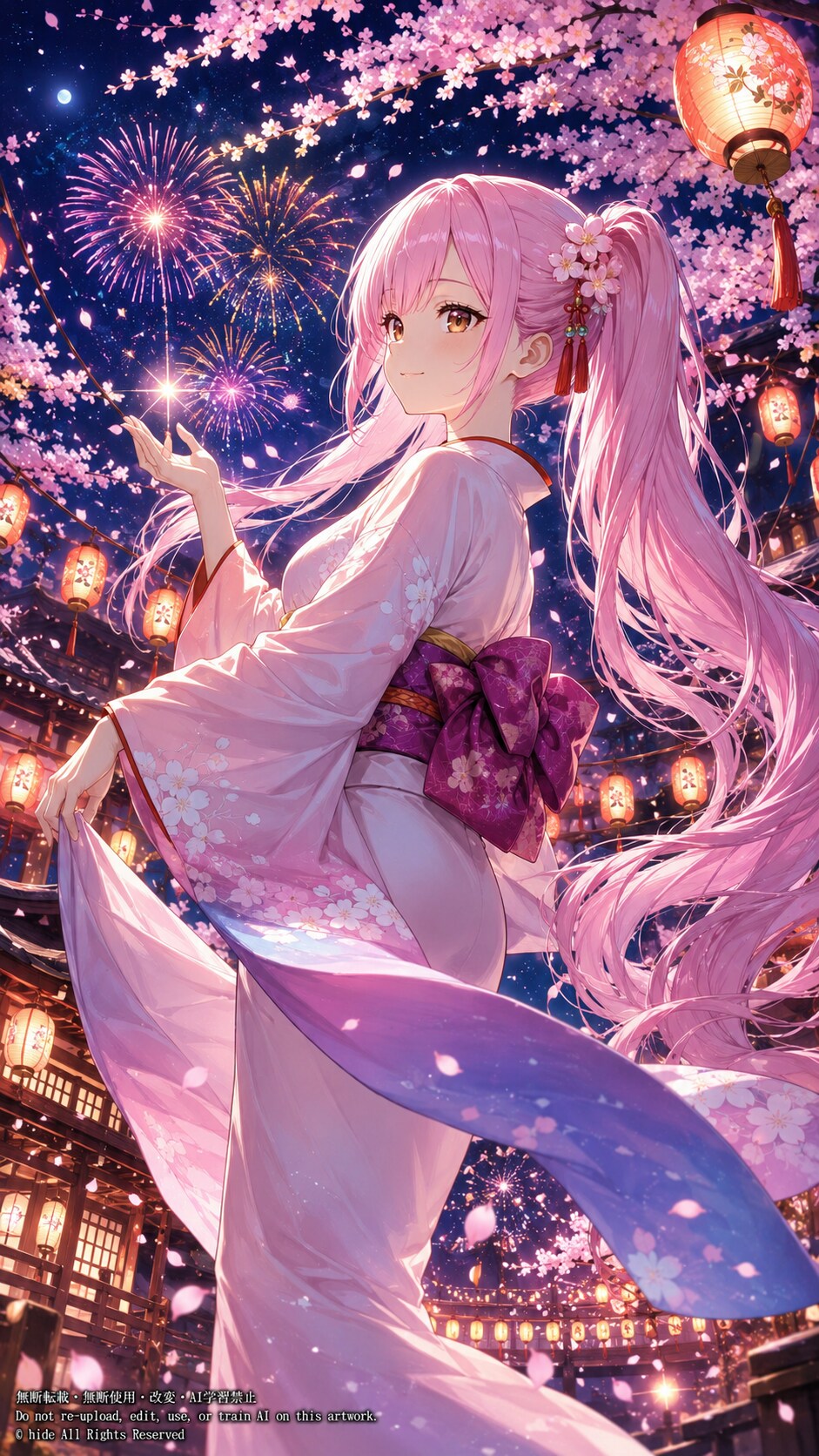 🌸 アメノウズメさんと桜花火の夜 | の人気AIイラスト・グラビア