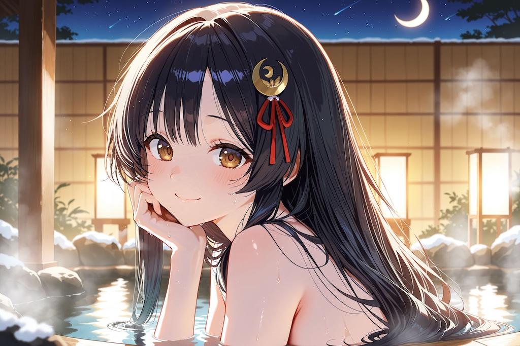 異世界の女神さま（クシナダヒメさん温泉で休憩中）