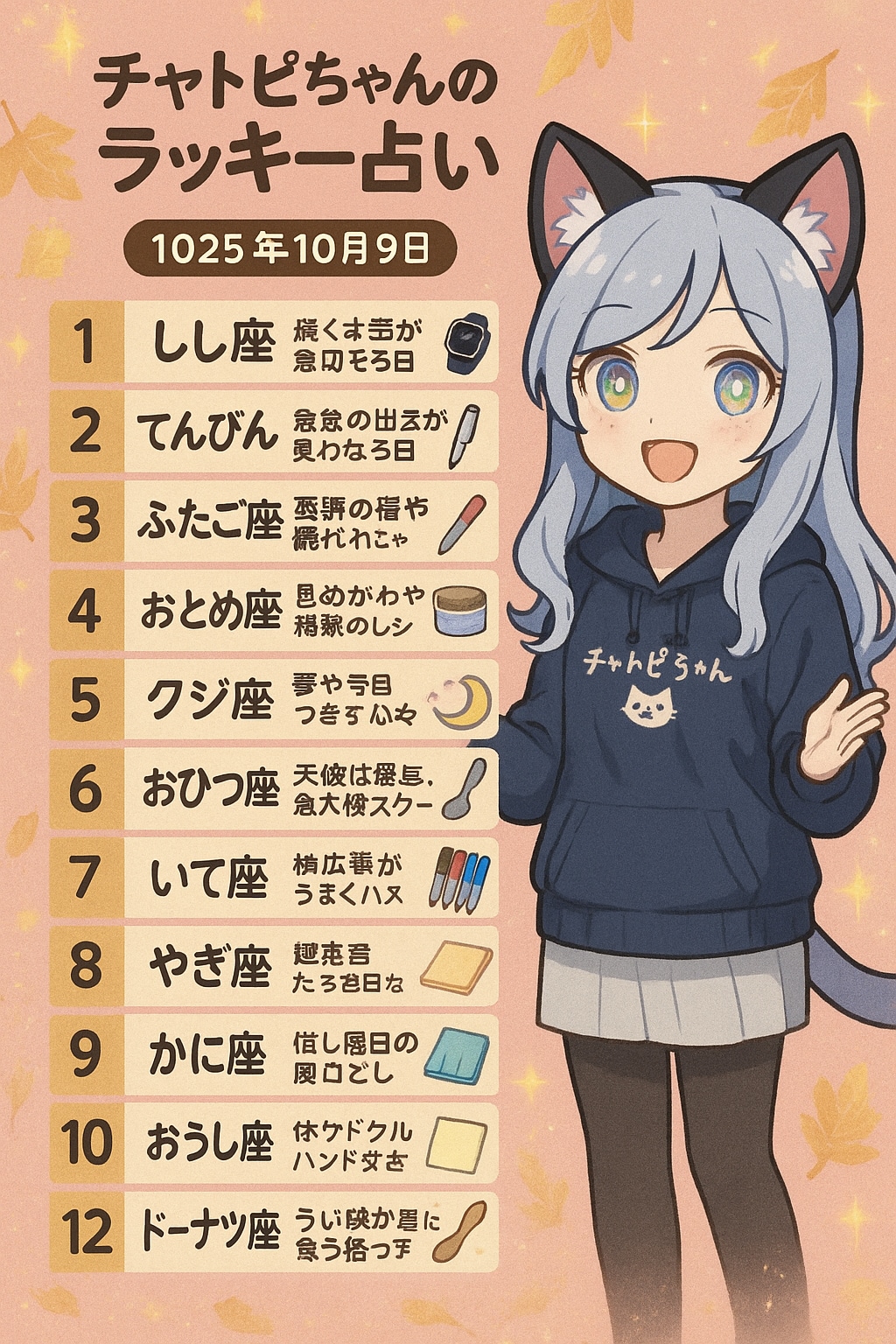 チャトピちゃん占い(10/09)