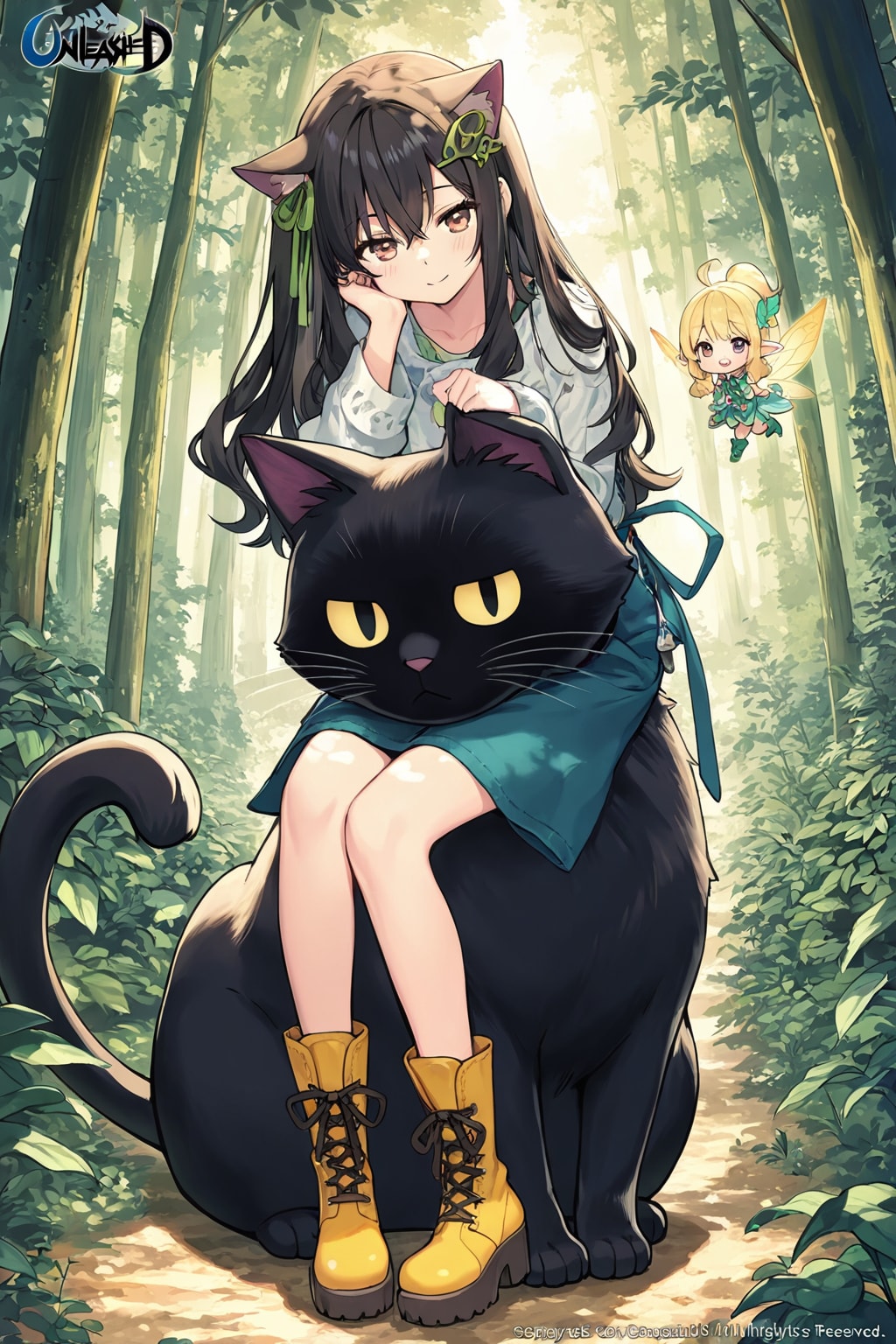 森の猫耳娘と黒猫