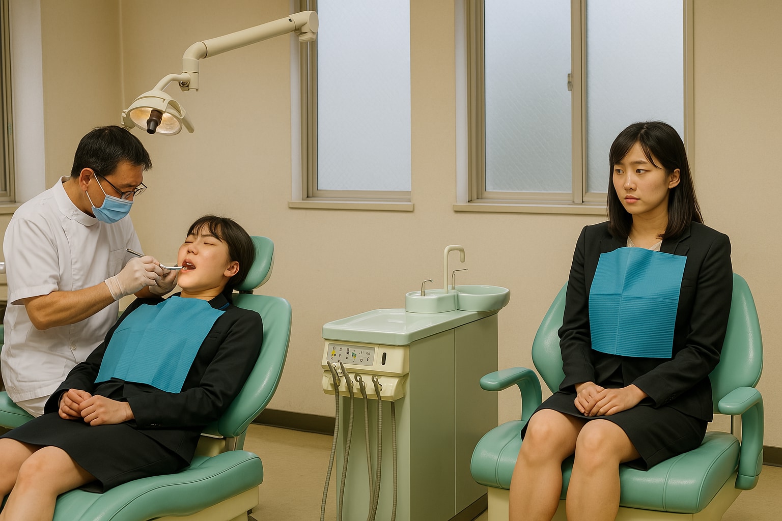 虫歯治療を受ける就活女子大生