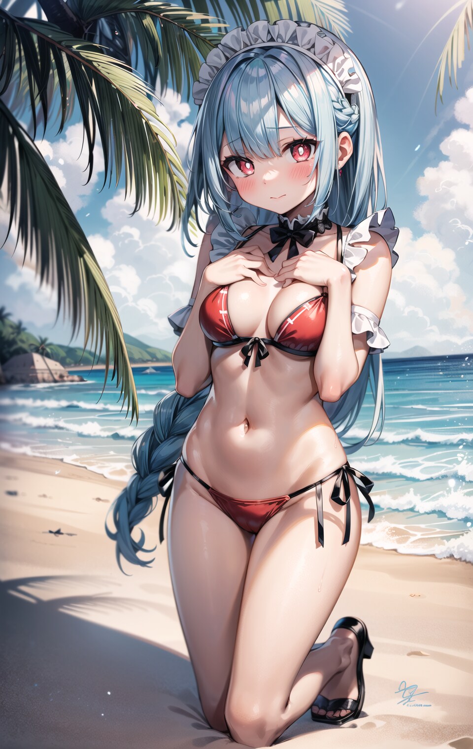 ６月お礼・水着メイドさん