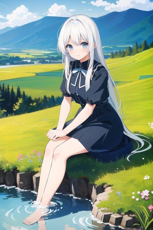 池に足付け | の人気AIイラスト・グラビア