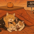 複数の猫がこたつの中に入り込んでいる, 猫同士で場所を取り合っている, 蜜柑, 10枚目