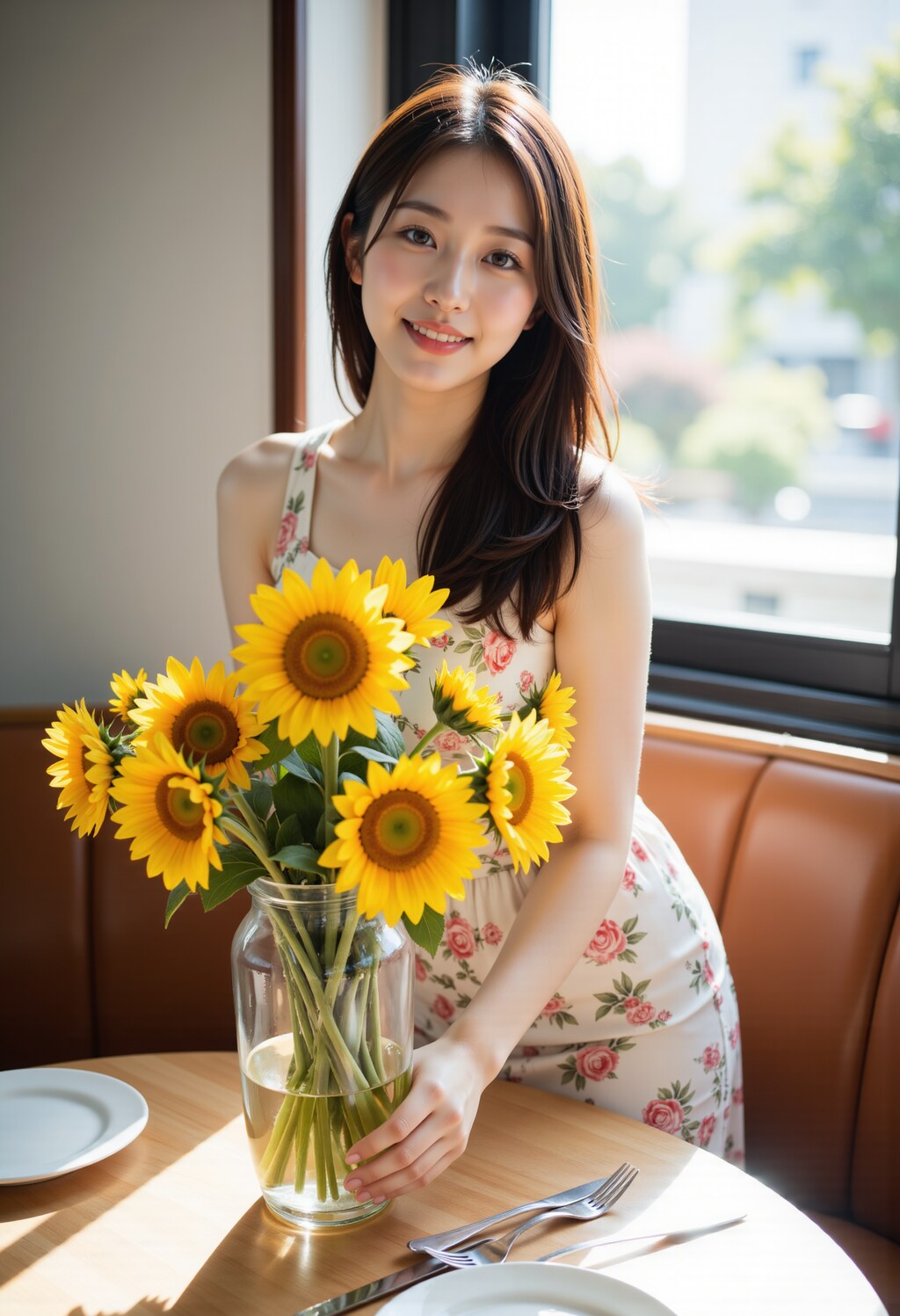 食卓に花を飾る女性 2